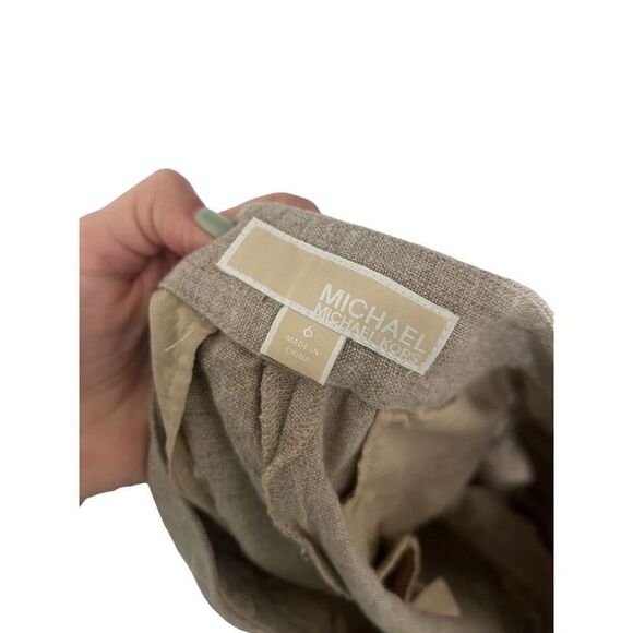 Michael Kors Hook & Eye Closure Linen Blend Pleated Shorts Size 6 - Picture 6 of 7